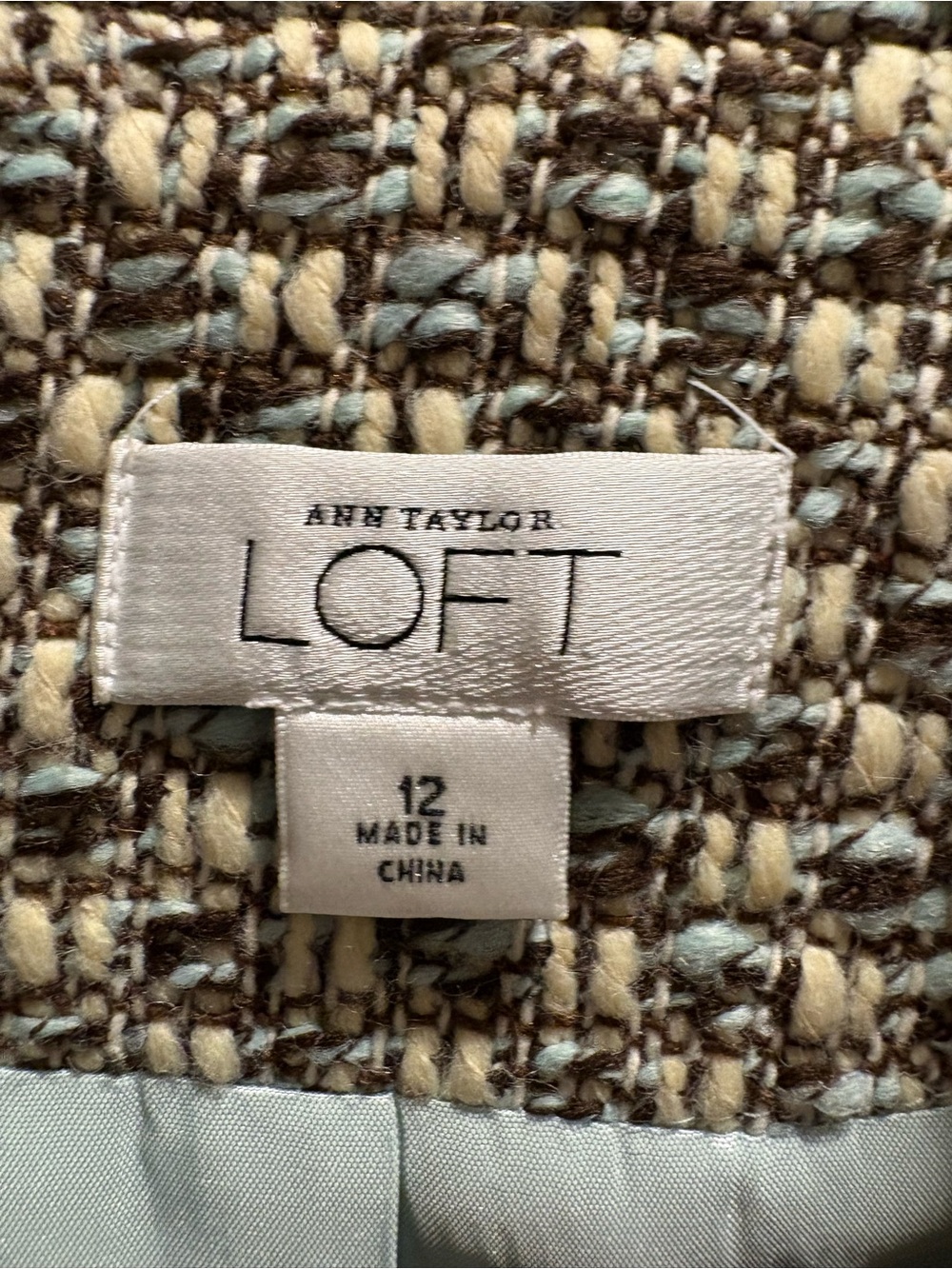 Loft 3 Button Tweed Wool Blue Black Cream Blazer - 12 - Picture 2 of 12